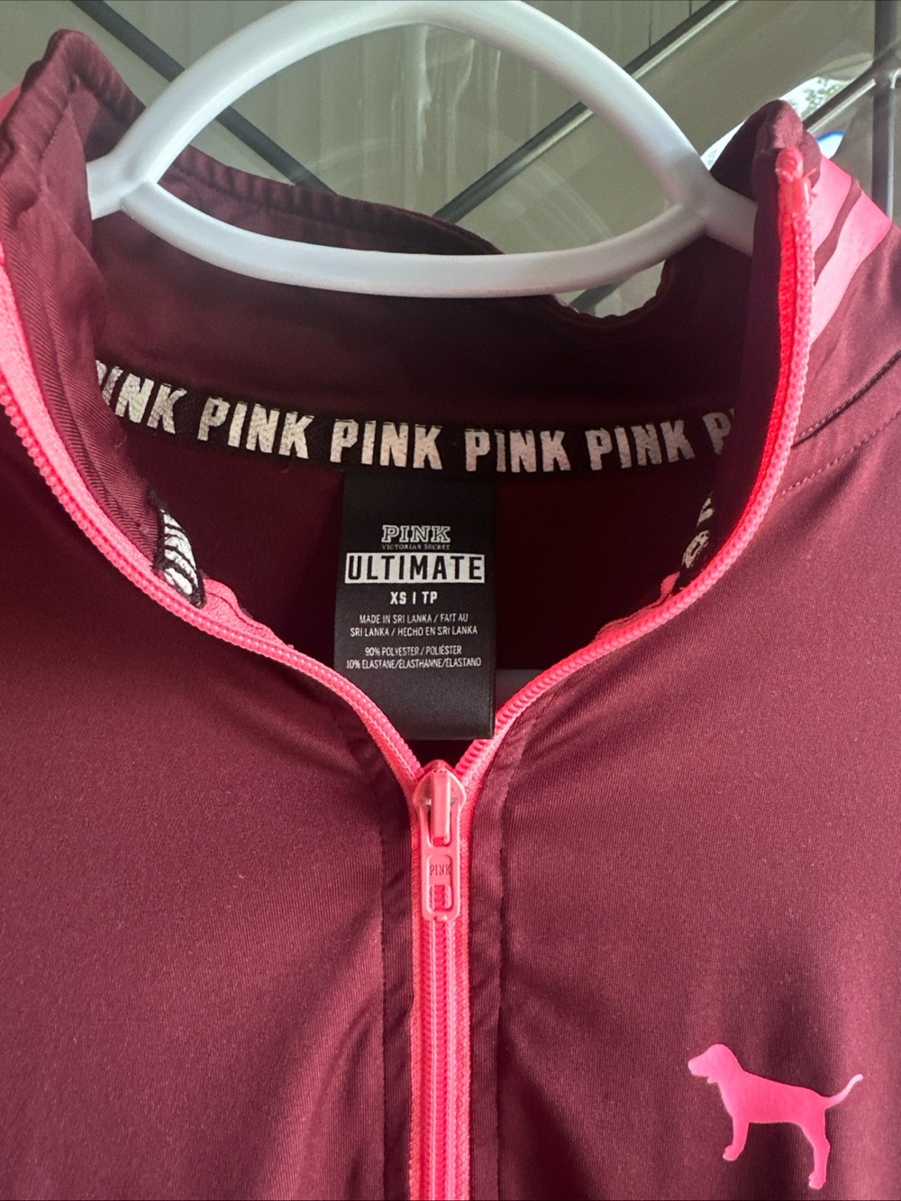 PINK Victoria's Secret by Victoria's Secret Women’s Maroon Half-Zip Long sleeve - Picture 2 of 6